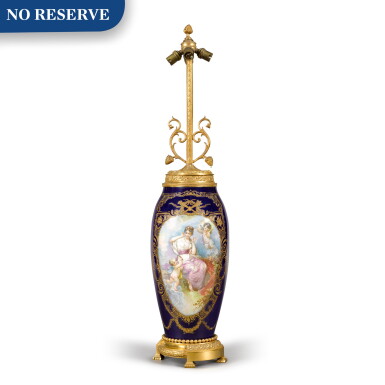 View full screen - View 1 of Lot 85. A gilt-metal mounted Sèvres style vase fitted as a lamp, circa 1890.