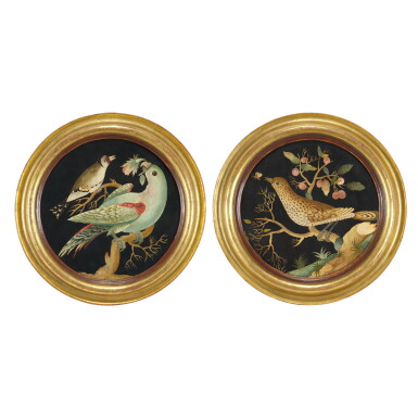 View full screen - View 1 of Lot 157. A pair of Italian scagliola circular panels, Tuscany, circa 1730, in the manner of Pietro Antonio Paolini.
