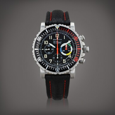 View full screen - View 1 of Lot 707. El Primero, Rainbow Fly-back, reference 02.0480.405 Montre bracelet en acier avec chronographe et date | Stainless steel chronograph wristwatch with date Vers 1995 | Circa 1995.