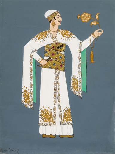 View full screen - View 1 of Lot 53. Costume Designs for Prince Achmed in Shéhérazade and Snow Queen (Two Works).
