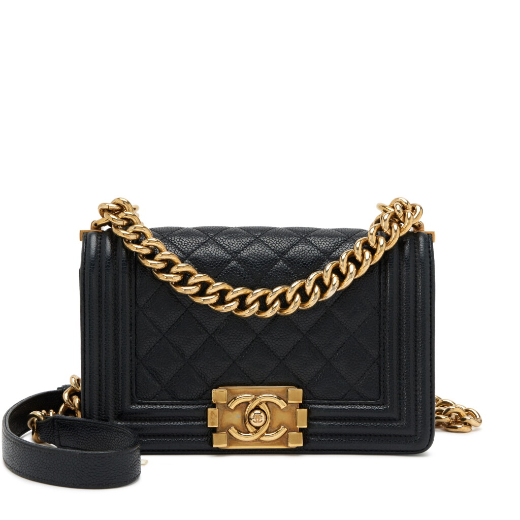 View full screen - View 1 of Lot 72. Black Quilted Caviar Small Boy Bag Gold Hardware, 2017.