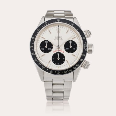 View full screen - View 1 of Lot 53. Reference 6263 Daytona ‘Red’ | A stainless steel wristwatch with bracelet, Circa 1976.