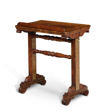 View full screen - View 1 of Lot 500. A Regency Brass-Inlaid Rosewood Reading Table, Circa 1810.
