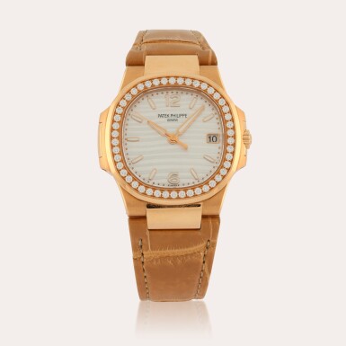 View full screen - View 1 of Lot 237. Nautilus, Reference 7010R-011 | A pink gold and diamond-set wristwatch with date | Circa 2020.