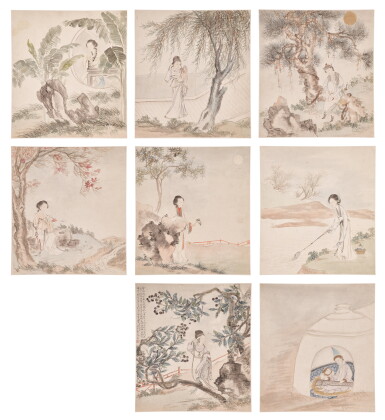 View full screen - View 1 of Lot 9098. 費丹旭 美人圖|Fei Danxu, Beauties.