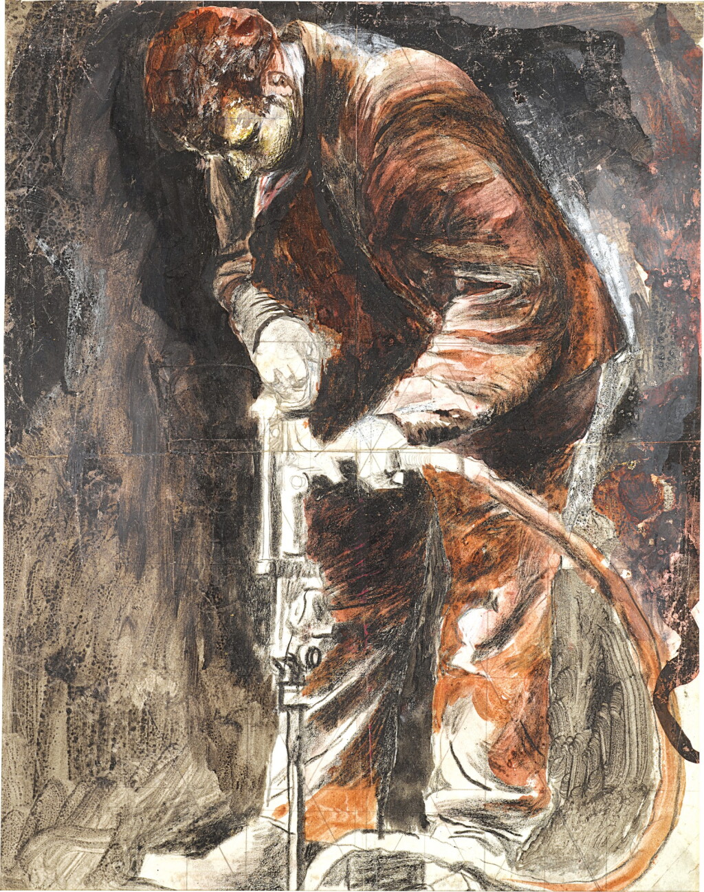 View full screen - View 1 of Lot 360. TIN MINE: MINER DRILLING.