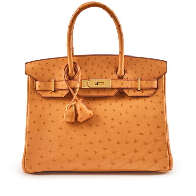 View full screen - View 1 of Lot 19. Natural Sable Ostrich Birkin 30 Gold Hardware, 2017.