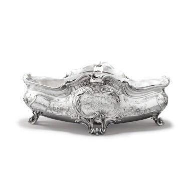 View full screen - View 1 of Lot 888. A French silver oval jardiniere, Eugène Mermillod, Paris, circa 1900.