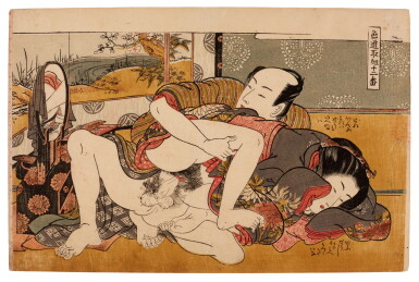 View full screen - View 1 of Lot 28. Isoda Koryusai (1735-1790) An amorous couple before a mirror, Edo period, late 18th century.