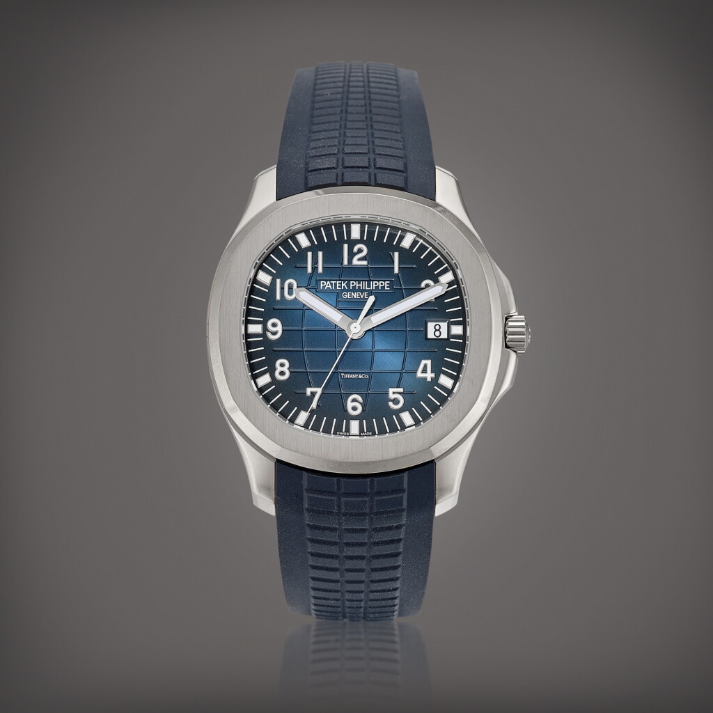 View full screen - View 1 of Lot 2294. Aquanaut, Reference 5168 A white gold wristwatch with date, Retailed by Tiffany & Co., Circa 2020 | 百達翡麗 | Aquanaut 型號5168 | 白金腕錶,備日期顯示,由 Tiffany & Co. 發行,約2020年製.