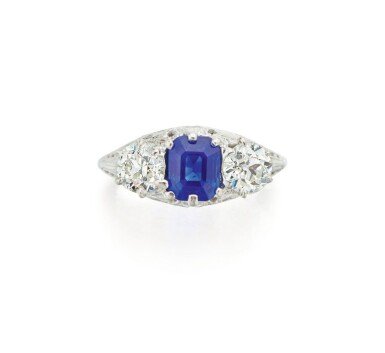 View full screen - View 1 of Lot 133. SAPPHIRE AND DIAMOND RING.