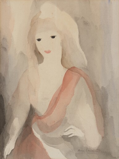 View full screen - View 1 of Lot 1363. Jeune femme à l'écharpe rose.