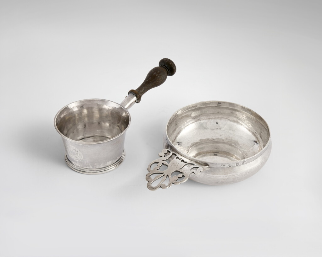 View full screen - View 1 of Lot 633. A Queen Anne Silver Saucepan and Porringer, Edward Yorke and Daniel Lock, London, 1709.