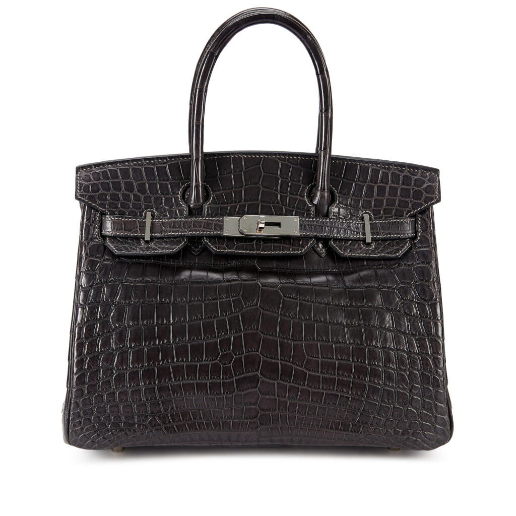 View full screen - View 1 of Lot 907. Kelly Chen's Collection: Graphite Matte Niloticus Crocodile Custom Birkin 30 Palladium Hardware, 2002.