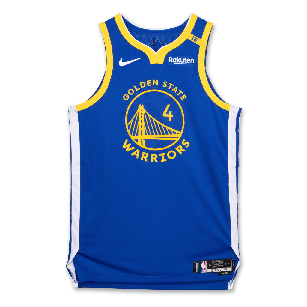 View full screen - View 1 of Lot 165. Moses Moody ‘Christmas Day’ Golden State Warriors 2024-2025 Game Issued Icon Edition Jersey .