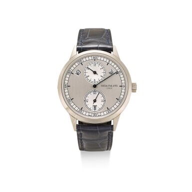 View full screen - View 1 of Lot 359. PATEK PHILIPPE | REFERENCE 5235 A WHITE GOLD ANNUAL CALENDAR WRISTWATCH WITH REGULATOR DIAL, CIRCA 2017.