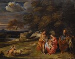The Holy Family with an angel and an infant Saint John the Baptist