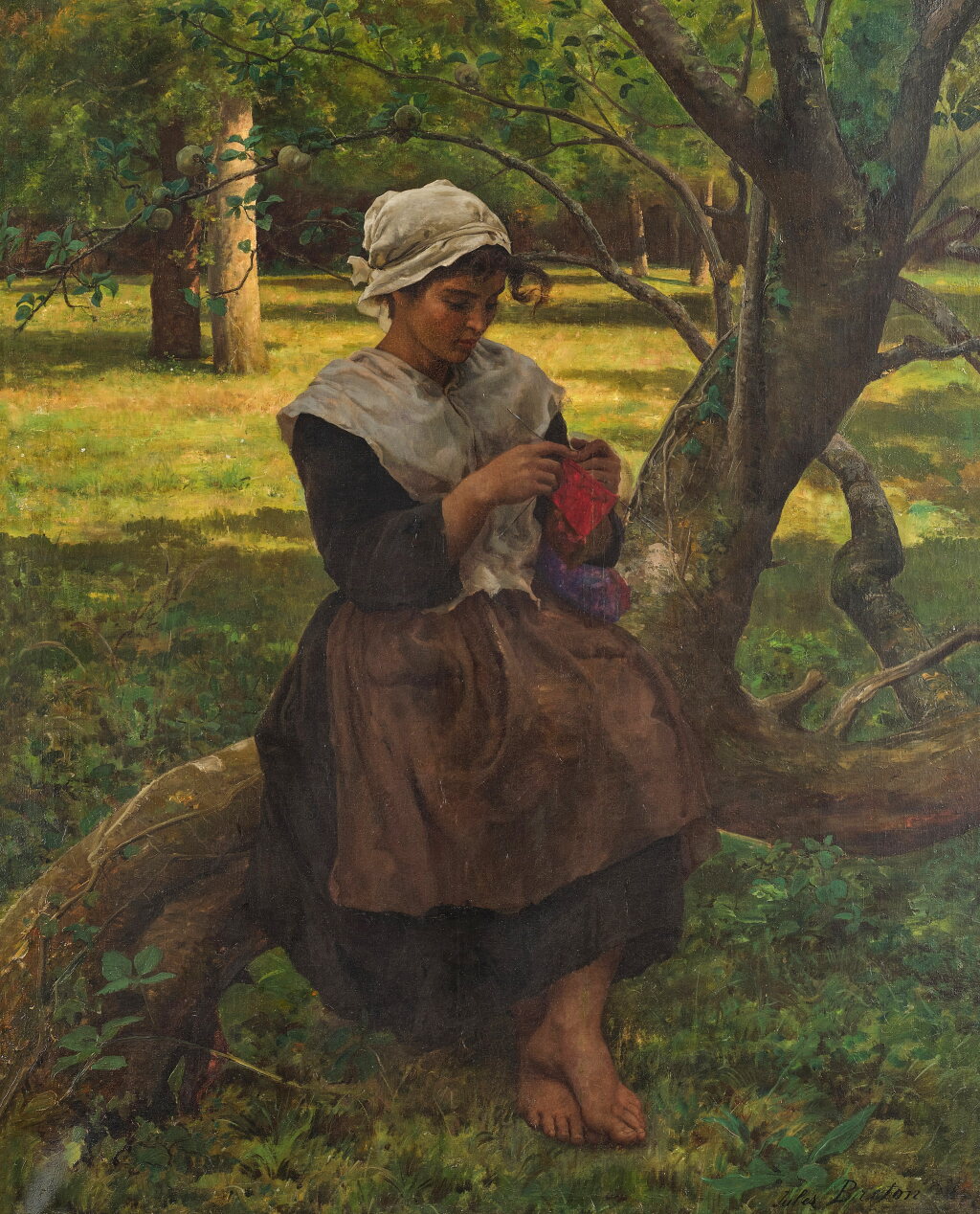 View full screen - View 1 of Lot 814. A Peasant Girl Knitting.