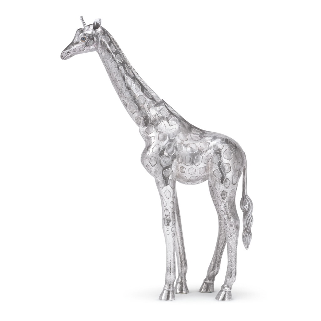 View full screen - View 1 of Lot 937. A PORTUGUESE SILVER GIRAFFE, LUIZ FERREIRA, PORTO, 20TH CENTURY.