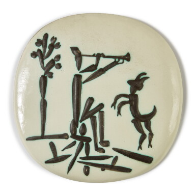 View full screen - View 1 of Lot 18. PABLO PICASSO | JOUEUR DE FLÛTE ET CHÈVRE (A.R. 382).