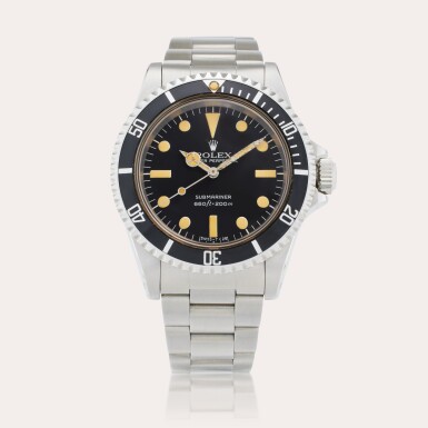 View full screen - View 1 of Lot 134. Reference 5513 Submariner | A stainless steel automatic wristwatch with bracelet, Awarded to Cynthia ‘Cindy’ Nicholas in 1981 for fastest crossing of the English Channel, Circa 1981.