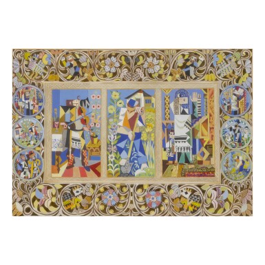 View full screen - View 1 of Lot 298. ILYA SCHOR | HASSIDIC FIGURES, “DIG, DANCE, AND DAVEN”.