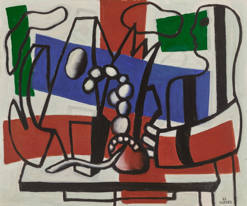 View full screen - View 1 of Lot 443. Nature morte en rouge et bleu.