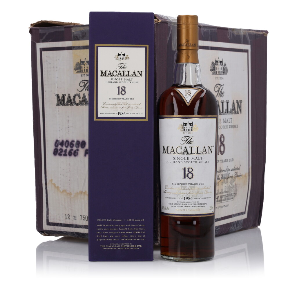View full screen - View 1 of Lot 24. The Macallan 18 Year Old Sherry Oak 43.0 abv 1986 (12 Bottles 75cl).