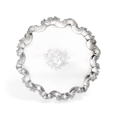 View full screen - View 1 of Lot 95. A George III Irish silver salver, possibly Robert Breading, Dublin 1782.