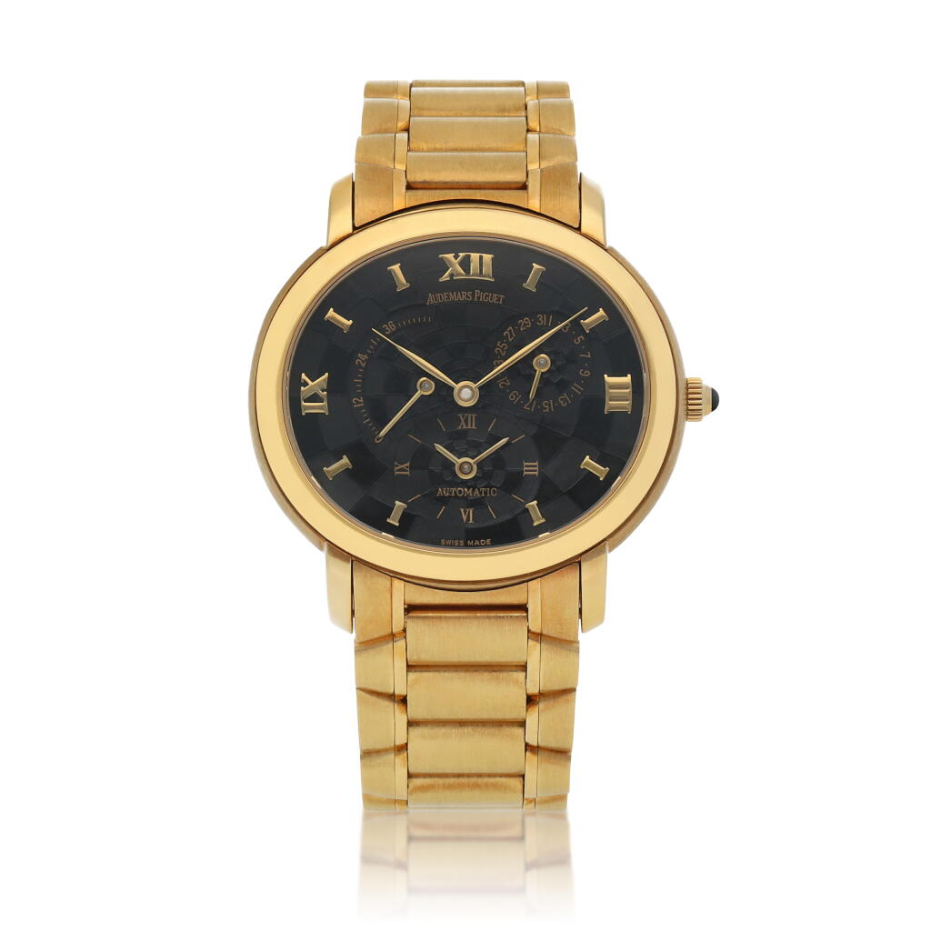 全萤幕检视 - 查看34'Kasparov' Millenary, Ref. 25914BA/O/1136BA/01 Limited edition yellow gold dual time zone wristwatch with date, power reserve indication and bracelet Circa 1999的1