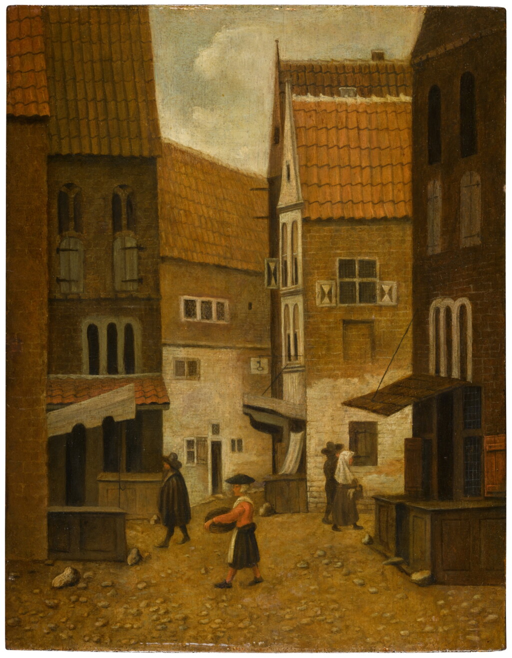View full screen - View 1 of Lot 34. A view along a town street with figures | 《城巷人物景觀》.