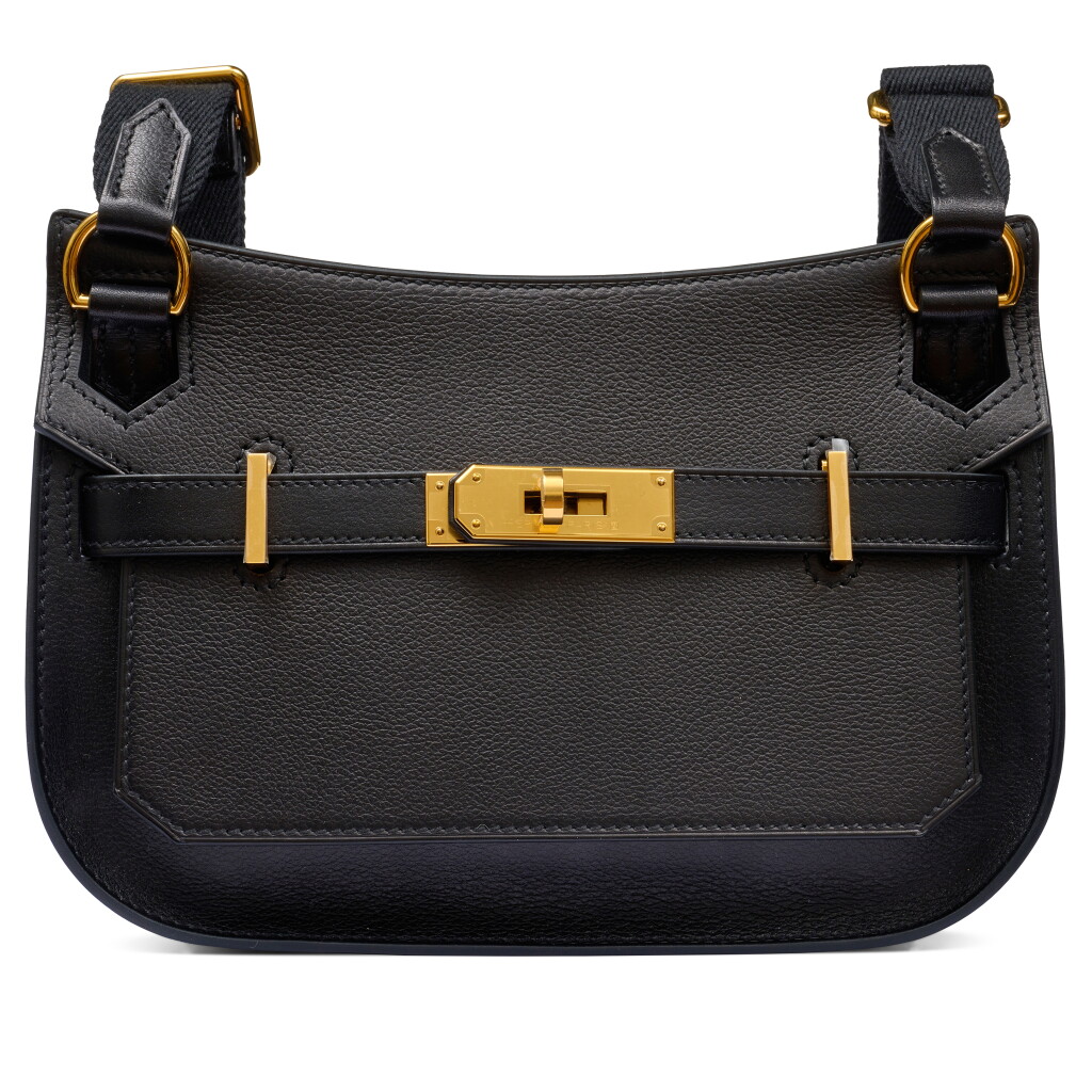 View full screen - View 1 of Lot 48. Black Evergrain Wool Strap Mini Jypsière Gold Hardware, 2023.
