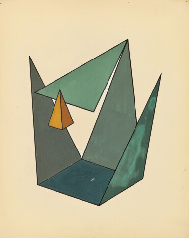 View full screen - View 1 of Lot 72. YAKOV GEORGIEVICH CHERNIKHOV | Green-Grey-Yellow Geometric Composition.
