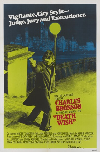 View full screen - View 1 of Lot 42. DEATH WISH (1974) INTERNATIONAL POSTER, US, SIGNED BY MICHAEL WINNER.