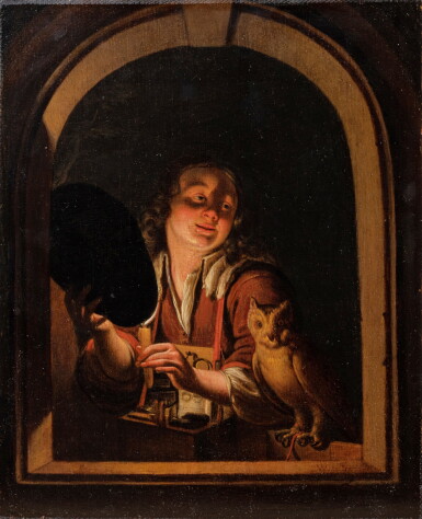 View full screen - View 1 of Lot 77. A young boy with a owl | Le jeune colporteur au hibou.