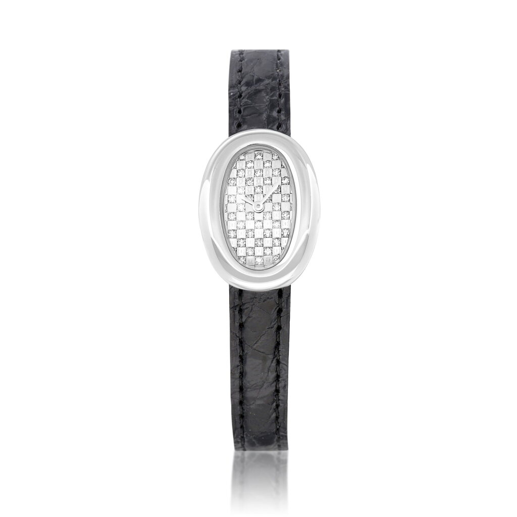 View full screen - View 1 of Lot 8112. Mini Baignoire, Reference 2369 | A white gold and diamond-set wristwatch, Circa 2002 | 卡地亞 | Mini Baignoire 型號2369 | 白金鑲鑽石腕錶,約2002年製.