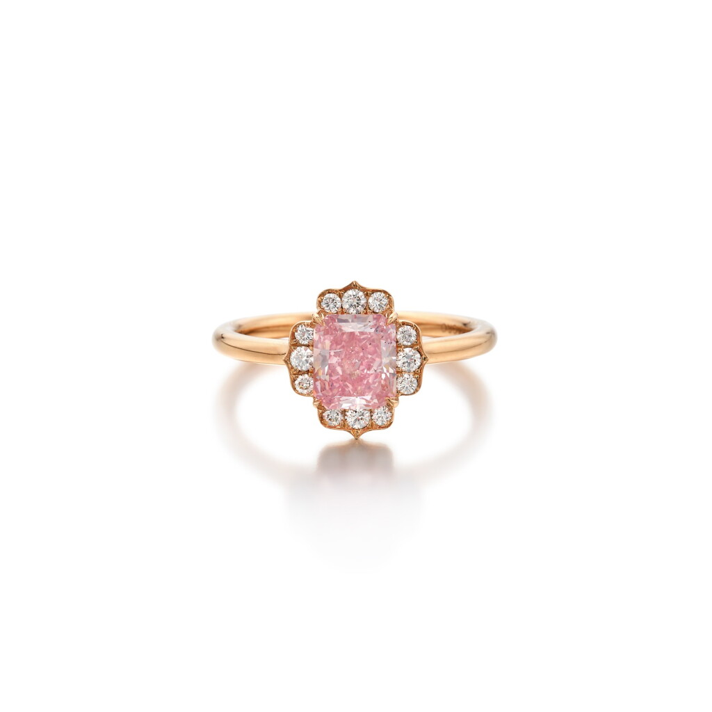 View full screen - View 1 of Lot 49. Fancy Intense Purplish Pink Diamond and Diamond Ring.