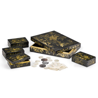 View full screen - View 1 of Lot 88. A Chinese export lacquer games box, early 19th century.