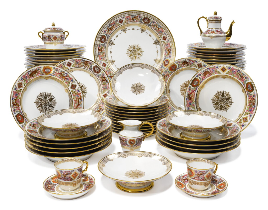 View full screen - View 1 of Lot 241. A SEVRES-STYLE HUNTING (LE SERVICE DE CHASSE DE FONTAINEBLEAU) TYPE PART DINNER-SERVICE, LATE 19TH CENTURY.