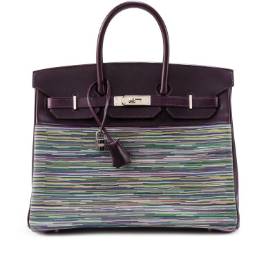 View full screen - View 1 of Lot 608. Limited Edition Raisin Calfbox and Vibrato Birkin 35 Palladium Hardware, 2003.