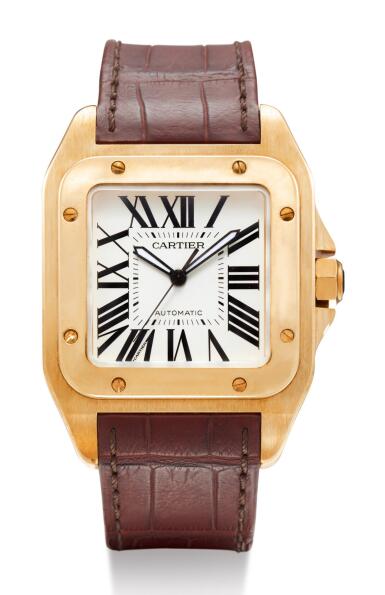 View full screen - View 1 of Lot 8102. CARTIER | SANTOS 100, REFERENCE 2657 A YELLOW GOLD WRISTWATCH, CIRCA 2011.