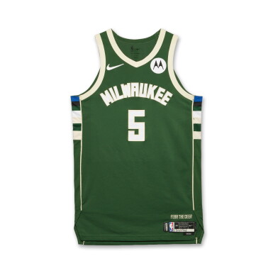 View full screen - View 1 of Lot 45. Gary Trent Jr. Milwaukee Bucks 2025-2026 Game Worn Icon Edition Jersey .
