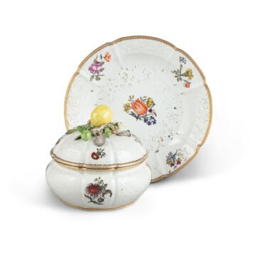 View full screen - View 1 of Lot 42. A Meissen porcelain soup tureen and tray, probably from the service of the Marquis d'Argenson, circa 1745-1747.