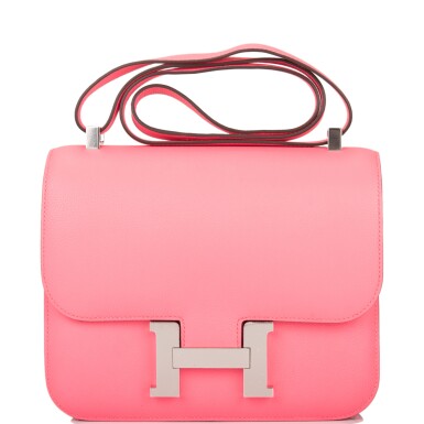 View full screen - View 1 of Lot 34. Hermès Rose Azalee Constance 24cm of Evercolor leather with Palladium Hardware.