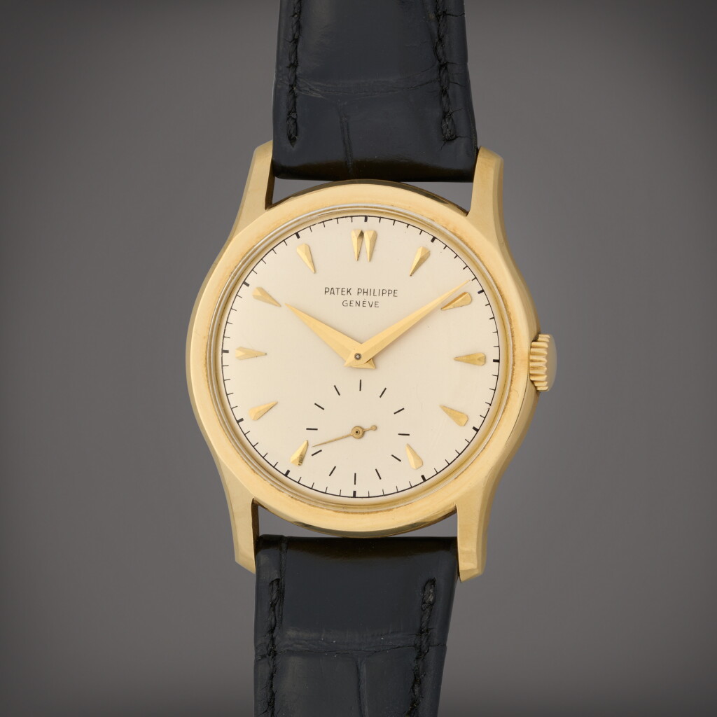 View full screen - View 1 of Lot 126. Calatrava, Reference 2450 | A yellow gold wristwatch| Made in 1952.