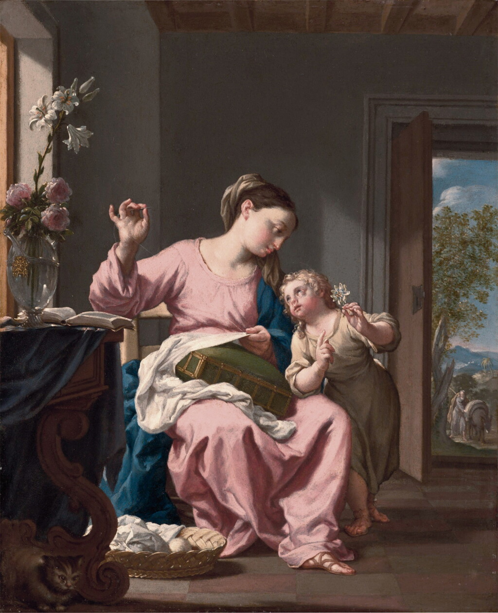 View full screen - View 1 of Lot 484. The Virgin sewing with the Christ Child.