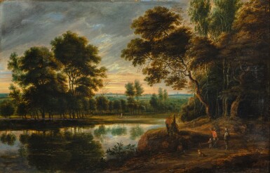 View full screen - View 1 of Lot 119. A lake landscape | Paysage lacustre.