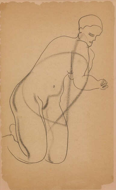 View full screen - View 1 of Lot 708. Sanyu 常玉 | Femme nu agenouillée 跪姿裸女.