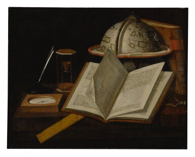 View full screen - View 1 of Lot 606. BRITISH SCHOOL, CIRCA 1700 | A STILL LIFE OF VARIOUS SCIENTIFIC OBJECTS RELATED TO THE MEASUREMENT OF TIME AND NAVIGATION.