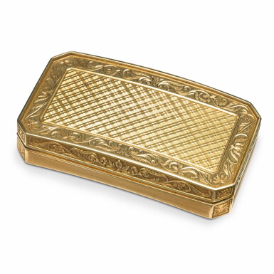 View full screen - View 1 of Lot 1241. A gold snuff box, Birmingham, early 19th century, in Geneva taste.
